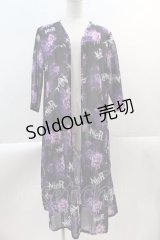 NieR Clothing / 総柄ロング丈羽織  ブラック×パープル I-25-02-09-019-PU-TO-HD-ZI