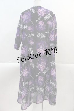 画像2: NieR Clothing / 総柄ロング丈羽織  ブラック×パープル I-25-02-09-019-PU-TO-HD-ZI