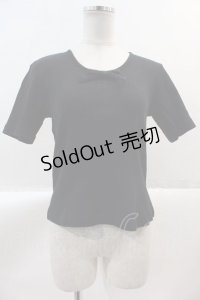 INGEBORG / ロゴ刺繍リブ半袖Tシャツ  ブラック I-25-02-09-036-LO-TS-HD-ZI