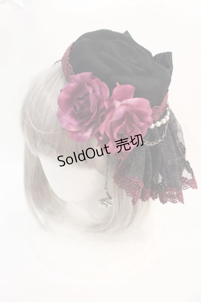 画像1: ALICE and the PIRATES / Under the Rose〜闇の使者と薔薇の刻印〜薔薇のトーク帽  黒Ｘ紫 I-25-02-11-105-PA-AC-HD-ZI (1)