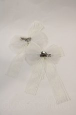 画像2: 【SALE】LOLITAその他(お買取対象外) / チュールレースリボン2WAYクリップセット  白 I-25-03-02-050-LO-AC-HD-ZT437-F006 (2)