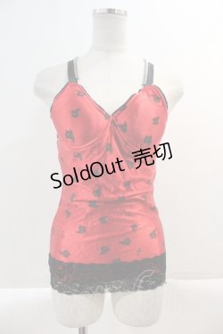 画像1: tutuHA / ZIPサテンキャミソール  レッド I-25-03-02-019-PU-TO-HD-ZI