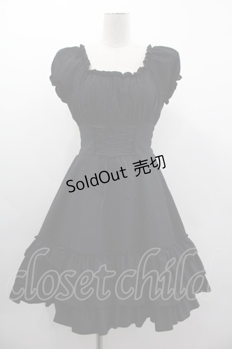 画像1: BPN / フロッキー切り替えコルセットデザインワンピース  黒 I-25-03-05-079-GO-OP-HD-ZI (1)