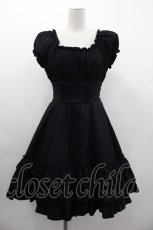 画像1: BPN / フロッキー切り替えコルセットデザインワンピース  黒 I-25-03-05-079-GO-OP-HD-ZI (1)