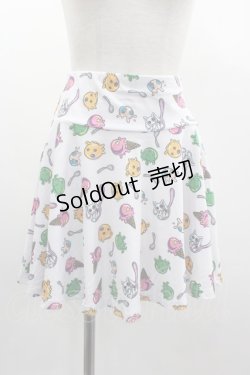 画像1: NieR Clothing / アイス総柄スカート  白 I-25-03-05-096-PU-SK-HD-ZI