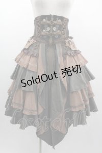 Ozz oneste / 薔薇刺繍ハイウエストスカート  ブラウンＸグレー I-25-03-05-100-OO-SK-HD-ZI