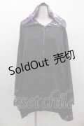 NieR Clothing / 総柄フード着物袖パーカー  黒Ｘ紫 I-25-03-05-025-PU-TO-HD-ZI