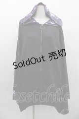NieR Clothing / 総柄フード着物袖パーカー  黒Ｘ紫 I-25-03-05-025-PU-TO-HD-ZI