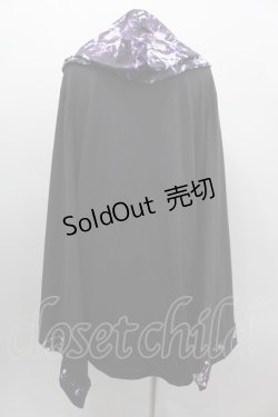 画像2: NieR Clothing / 総柄フード着物袖パーカー  黒Ｘ紫 I-25-03-05-025-PU-TO-HD-ZI