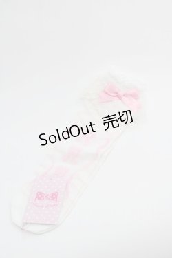画像1: Angelic Pretty / Candy Ribbon ストライプクルー丈ソックス  白 I-25-03-08-061-AP-ZA-HD-ZI