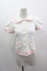 Angelic Pretty / 配色丸襟カットカーディガン  白Ｘピンク I-25-03-08-090-AP-TO-HD-ZI