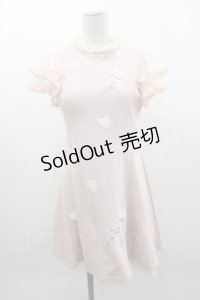 LIZ LISA / ハート&ローズ刺繍ワンピース  ピンクＸ白 I-25-03-08-103-LO-OP-HD-ZI