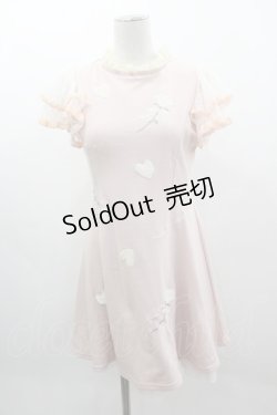 画像1: LIZ LISA / ハート&ローズ刺繍ワンピース  ピンクＸ白 I-25-03-08-103-LO-OP-HD-ZI