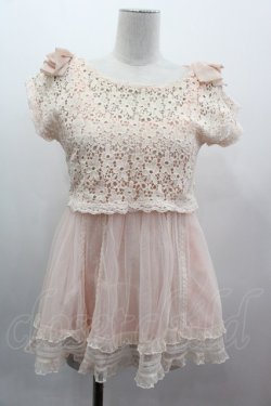 画像1: LIZ LISA / レースチュールノースリーブワンピース  ピンク I-25-03-12-051-LO-OP-HD-ZI