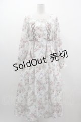 axes femme / フレーズローズ柄ワンピース  白 I-25-03-12-055-AX-OP-HD-ZI