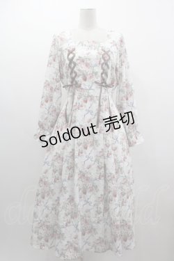 画像1: axes femme / フレーズローズ柄ワンピース  白 I-25-03-12-055-AX-OP-HD-ZI