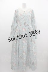 axes femme / 音楽と薔薇柄ドレス風ワンピース  ミント I-25-03-12-056-AX-OP-HD-ZI