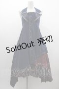 Ozz oneste / 薔薇刺繍襟ホルターネックジャンパースカート  ネイビー I-25-03-12-062-OO-OP-HD-ZI