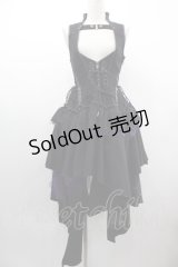 OZZ ANGELO / 薔薇刺繍アシンメトリージャンパースカート  黒Ｘ紫 I-25-03-12-064-OO-OP-HD-ZI