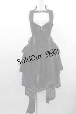 画像1: OZZ ANGELO / 薔薇刺繍アシンメトリージャンパースカート  黒Ｘ紫 I-25-03-12-064-OO-OP-HD-ZI