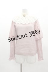 axes femme NOSTALGIE / レース襟付シフォンブラウス  ピンク I-25-03-12-010-AX-BL-HD-ZI