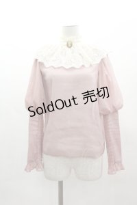axes femme NOSTALGIE / レース襟付シフォンブラウス  ピンク I-25-03-12-010-AX-BL-HD-ZI