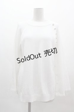 画像1: axes femme / アソート釦付スリット袖ニット  白 I-25-03-12-011-AX-TO-HD-ZI
