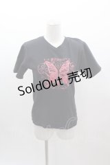 PUTUMAYO / 蝶プリントTシャツ  黒Ｘ赤 I-25-03-12-022-PT-TO-HD-ZI