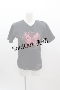 PUTUMAYO / 蝶プリントTシャツ  黒Ｘ赤 I-25-03-12-022-PT-TO-HD-ZI