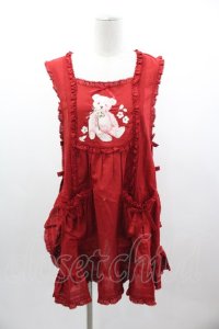 PINK HOUSE / 桜Teddy刺繍使いローンタブリエ  赤 I-25-03-15-060-LO-TO-HD-ZI