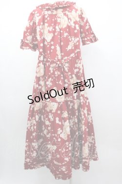 画像2: PINK HOUSE / 桜Teddyプリントワンピース  赤 I-25-03-15-061-LO-OP-HD-ZI