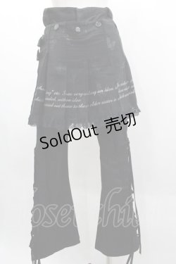 画像2: h.naoto Blood / プリーツスカート付きサイド編み上げパンツ  黒Ｘ白 I-25-03-15-074-HN-PA-HD-ZI