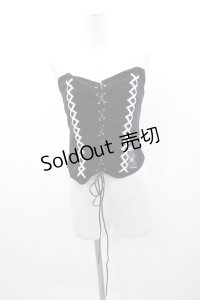 GOTHPUNKその他 / 別珍編み上げコルセット  黒Ｘ白 I-25-03-15-083-GO-JA-HD-ZI