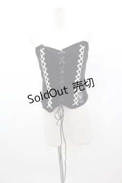 画像1: GOTHPUNKその他 / 別珍編み上げコルセット  黒Ｘ白 I-25-03-15-083-GO-JA-HD-ZI