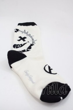 画像1: Candy Stripper / MEDLEY SMILE SOCKS  白Ｘ黒 I-25-03-15-107-PU-ZA-HD-ZI