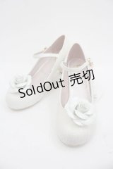 BABY,THE STARS SHINE BRIGHT / ローズコサージュ付き猫足パンプス M オフ白ラメ I-25-03-18-037-BA-SH-HD-ZI