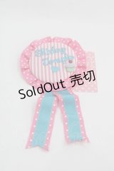 Shirley Temple / ストライプロゴ刺繍ロゼッタ  ピンクＸ青 I-25-03-21-066-ET-ZA-HD-ZT0330K
