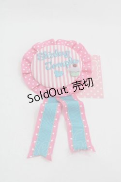 画像1: Shirley Temple / ストライプロゴ刺繍ロゼッタ  ピンクＸ青 I-25-03-21-066-ET-ZA-HD-ZT0330K