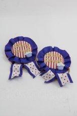 画像1: 【SALE】Shirley Temple / ロゴ刺繍ストライプロゼッタヘアゴムセット  青Ｘ赤 I-25-03-21-075-ET-AC-HD-ZT437-F003 (1)