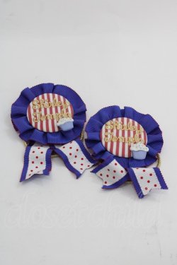 画像1: Shirley Temple / ロゴ刺繍ストライプロゼッタヘアゴムセット  青Ｘ赤 I-25-03-21-075-ET-AC-HD-ZT437