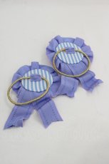 画像2: 【SALE】Shirley Temple / ロゴ刺繍ストライプロゼッタヘアゴムセット  青Ｘサックス I-25-03-21-076-ET-AC-HD-ZT437-F002 (2)