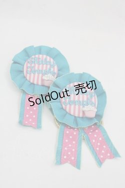 画像1: 【SALE】Shirley Temple / ロゴ刺繍ストライプロゼッタヘアゴムセット  青Ｘピンク I-25-03-21-077-ET-AC-HD-ZT437-F002