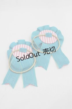 画像2: 【SALE】Shirley Temple / ロゴ刺繍ストライプロゼッタヘアゴムセット  青Ｘピンク I-25-03-21-077-ET-AC-HD-ZT437-F002