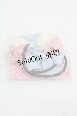 画像1: Shirley Temple / フラワーリボンヘアゴム  サックスＸピンクＸ白 I-25-03-21-079-ET-AC-HD-ZT437-F002