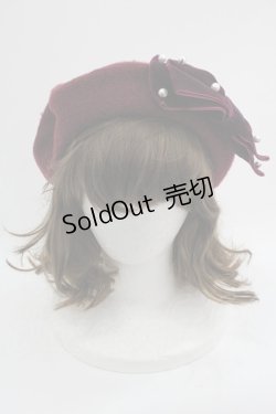 画像2: m petit by misako / AMリボンバスクベレー  ボルドーＸ白 I-25-03-21-106-LO-AC-HD-ZT-K004