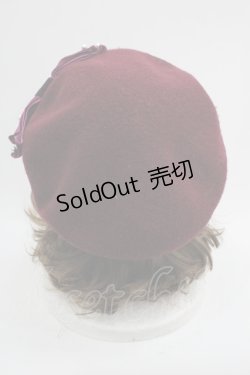 画像3: m petit by misako / AMリボンバスクベレー  ボルドーＸ白 I-25-03-21-106-LO-AC-HD-ZT-K004