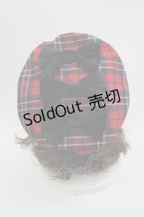 axes femme kawaii / タータンチェックベレー帽  レッド I-25-03-21-111-AX-AC-HD-ZI