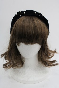 画像2: Shirley Temple / パールベロアリボンカチューシャ  黒Ｘ白 I-25-03-21-114-ET-AC-HD-ZT437