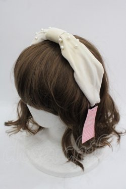 画像1: Shirley Temple / パールベロアリボンカチューシャ  アイボリー I-25-03-21-115-ET-AC-HD-ZT437