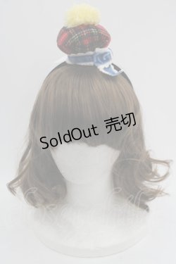 画像1: Shirley Temple / チェックリボンミニハットカチューシャ  赤チェックＸサックスＸ白 I-25-03-21-125-ET-AC-HD-ZI